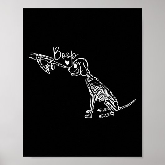 Retro Schattige Skeleton Hand Boop Dog Funny Hallo Poster (Voorkant)