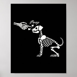 Retro Schattige Skeleton Hand Boop Dog Funny Hallo Poster