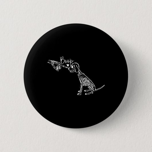 Retro Schattige Skeleton Hand Boop Dog Funny Hallo Ronde Button 5,7 Cm (Voorkant)