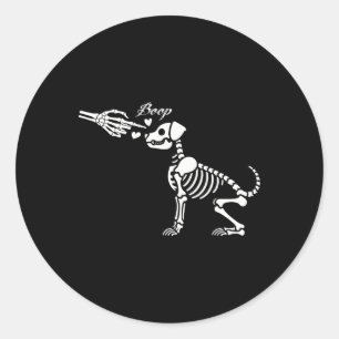 Retro Schattige Skeleton Hand Boop Dog Funny Hallo Ronde Sticker