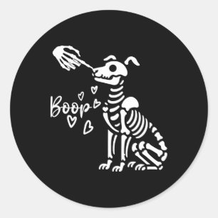 Retro Schattige Skeleton Hand Boop Dog Funny Hallo Ronde Sticker