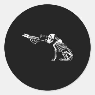 Retro Schattige Skeleton Hand Boop Dog Funny Hallo Ronde Sticker