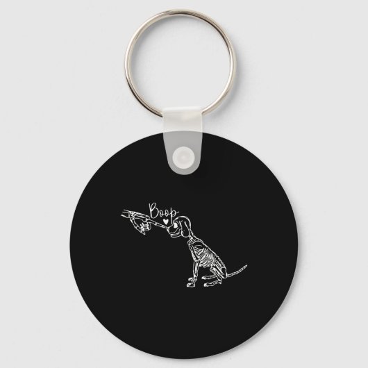 Retro Schattige Skeleton Hand Boop Dog Funny Hallo Sleutelhanger (Voorkant)
