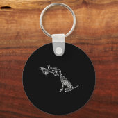 Retro Schattige Skeleton Hand Boop Dog Funny Hallo Sleutelhanger (Voorkant)