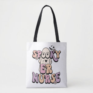 Retro Schattige Spooky ER Verpleegster Halloween Tote Bag