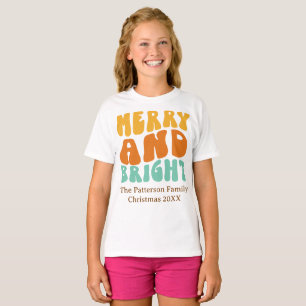 Retro Schattige Vrolijk en Bright Girl's Christmas T-shirt