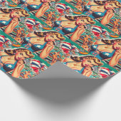 Retro Schattige Zomermeisje Cadeaupapier (Hoek)