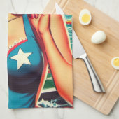 Retro Schattige Zomermeisje Theedoek (Quarter Fold)