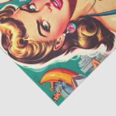 Retro Schattige Zomermeisje Tissuepapier (Detail)