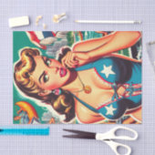 Retro Schattige Zomermeisje Tissuepapier (Craft)