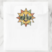 Retro Schattige Zon Vierkante Sticker (Tas)