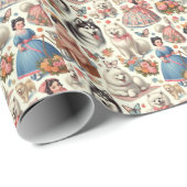 Retro Schattigee Amerikaanse Eskimo Naadloos Cadeaupapier (Rol Hoek)