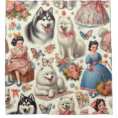 Retro Schattigee Amerikaanse Eskimo Naadloos Douchegordijn (Voorkant)