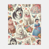 Retro Schattigee Amerikaanse Eskimo Naadloos Fleece Deken (Voorkant)