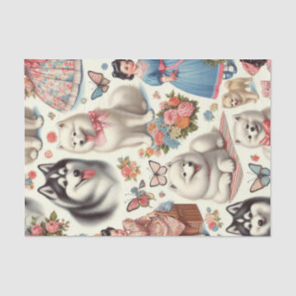 Retro Schattigee Amerikaanse Eskimo Naadloos Tissuepapier