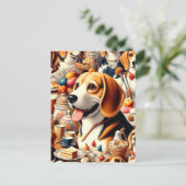 Retro Schattigee Beagle Illustratie Briefkaart (Staand voorkant)