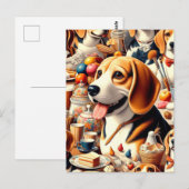 Retro Schattigee Beagle Illustratie Briefkaart (Voorkant / Achterkant)