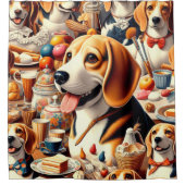 Retro Schattigee Beagle Illustratie Douchegordijn (Voorkant)