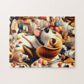 Retro Schattigee Beagle Illustratie Legpuzzel (Horizontaal)