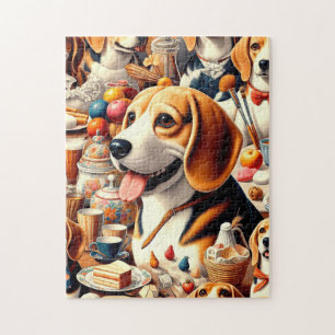 Retro Schattigee Beagle Illustratie Legpuzzel