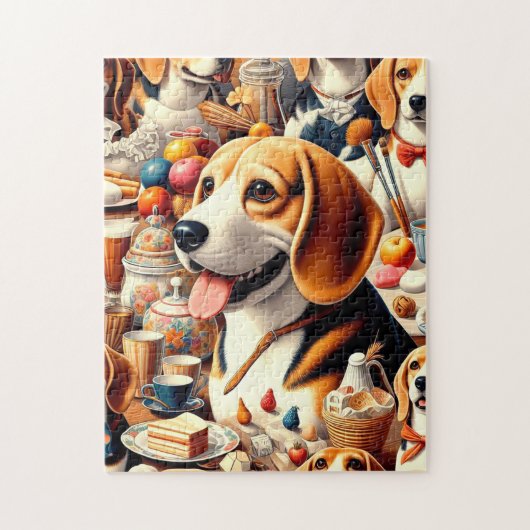 Retro Schattigee Beagle Illustratie Legpuzzel (Verticaal)