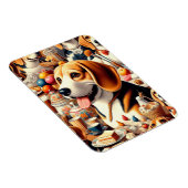 Retro Schattigee Beagle Illustratie Magneet (Rechterzijde)