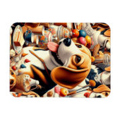 Retro Schattigee Beagle Illustratie Magneet (Horizontaal)