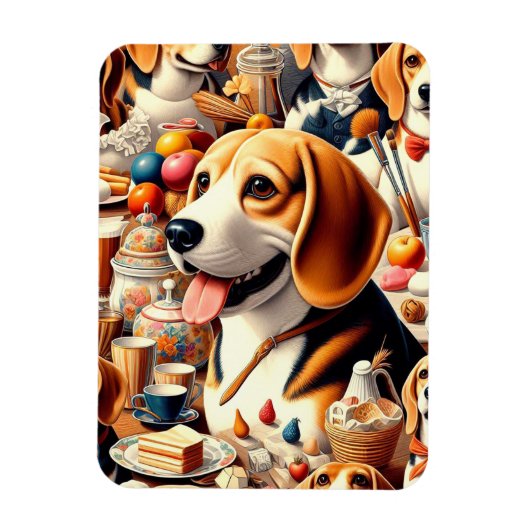 Retro Schattigee Beagle Illustratie Magneet (Verticaal)