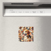 Retro Schattigee Beagle Illustratie Magneet (Insitu (Vaatwasser))