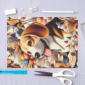Retro Schattigee Beagle Illustratie Tissuepapier (Craft)