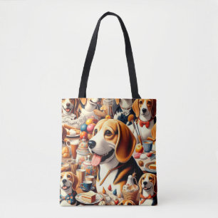 Retro Schattigee Beagle Illustratie Tote Bag