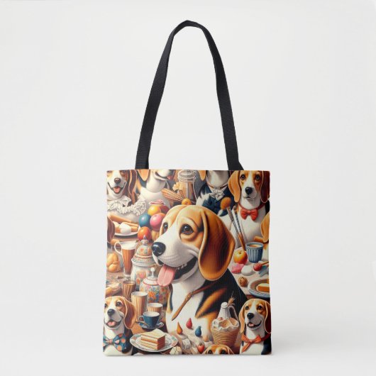 Retro Schattigee Beagle Illustratie Tote Bag (Voorkant)