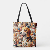 Retro Schattigee Beagle Illustratie Tote Bag (Achterkant)