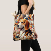 Retro Schattigee Beagle Illustratie Tote Bag (Dichtbij)