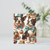 Retro Schattigee Boston Terrier Illustratie Briefkaart (Staand voorkant)