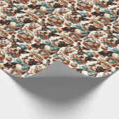 Retro Schattigee Boston Terrier Illustratie Cadeaupapier (Hoek)