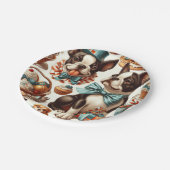 Retro Schattigee Boston Terrier Illustratie Papieren Bordje (Gekanteld)