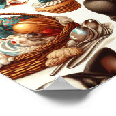 Retro Schattigee Boston Terrier Illustratie Poster (Hoek)