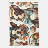 Retro Schattigee Boston Terrier Illustratie Theedoek (Verticaal)