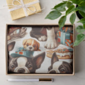 Retro Schattigee Boston Terrier Illustratie Tissuepapier (Geschenk)