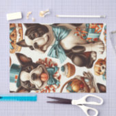 Retro Schattigee Boston Terrier Illustratie Tissuepapier (Craft)