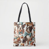 Retro Schattigee Boston Terrier Illustratie Tote Bag (Voorkant)