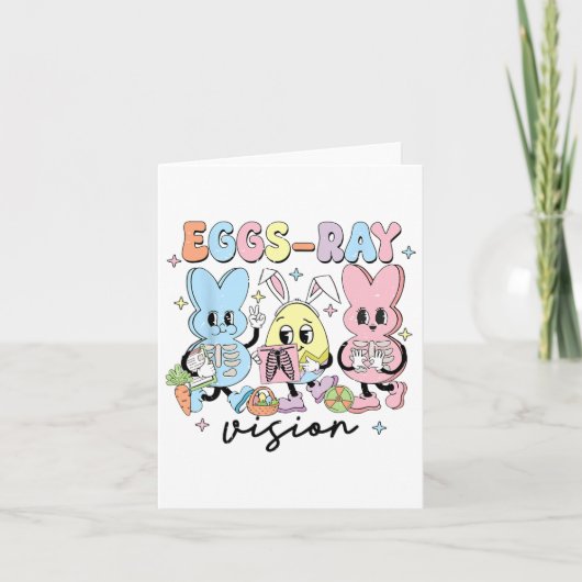 Retro Schattigee Bunny Eggs Ray Vision Nurse Paasd Kaart (Voorkant)