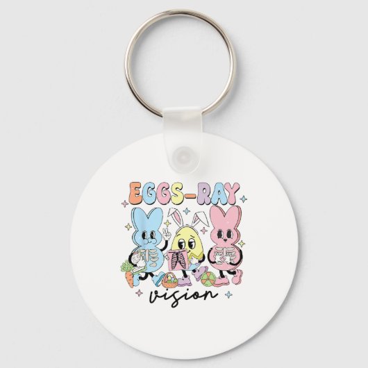 Retro Schattigee Bunny Eggs Ray Vision Nurse Paasd Sleutelhanger (Voorkant)