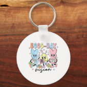 Retro Schattigee Bunny Eggs Ray Vision Nurse Paasd Sleutelhanger (Voorkant)
