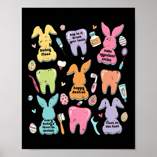 Retro Schattigee Bunny Teeth Tandheelkundige Squad Poster (Voorkant)