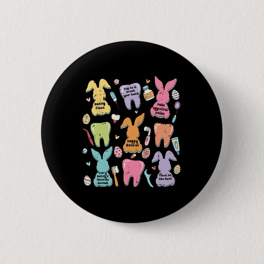 Retro Schattigee Bunny Teeth Tandheelkundige Squad Ronde Button 5,7 Cm (Voorkant)