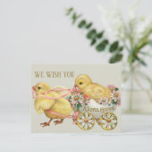  Retro Schattigee Chick Bloemenpaas Feestdagenkaart (Staand voorkant)