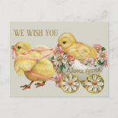  Retro Schattigee Chick Bloemenpaas Feestdagenkaart (Voorkant)