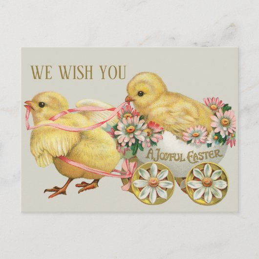  Retro Schattigee Chick Bloemenpaas Feestdagenkaart (Voorkant)